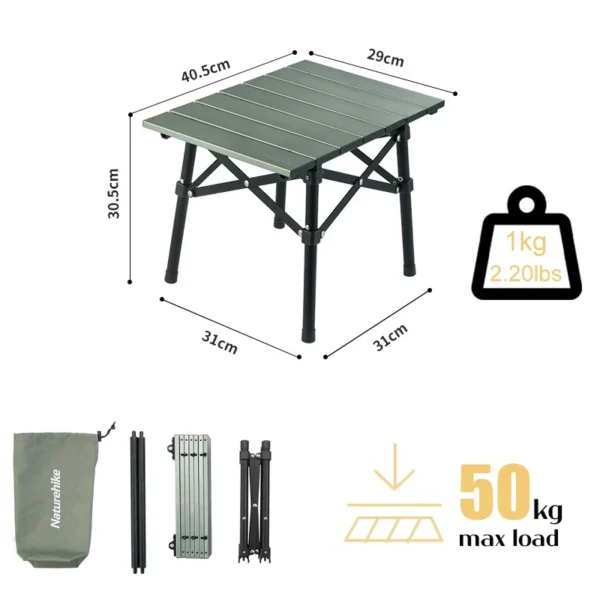 Naturehike Aluminum Alloy Folding Table Outdoor Camping Portable Barbecue Table Camping Picnic Table - Image 4