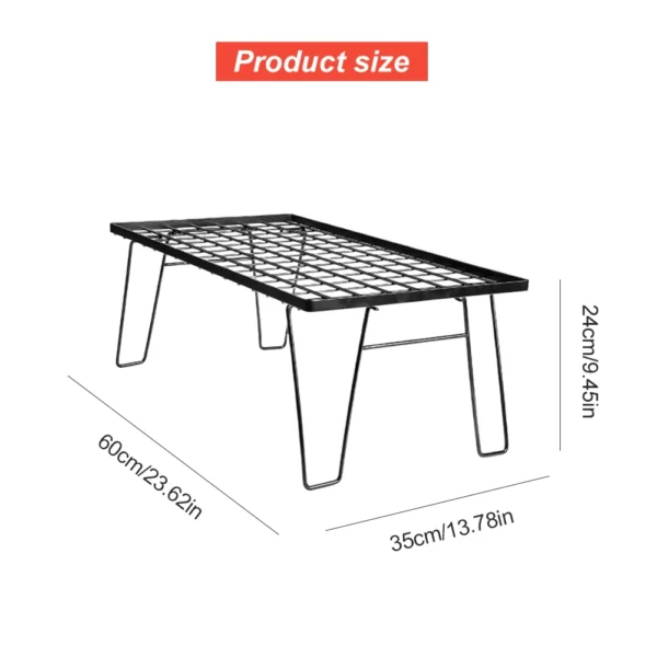 Camping Table Iron Mesh Folding Table with Table Board & Bag Multifunctional Campfire Grill Table for Outdoor Barbecue BBQ Party - Image 6