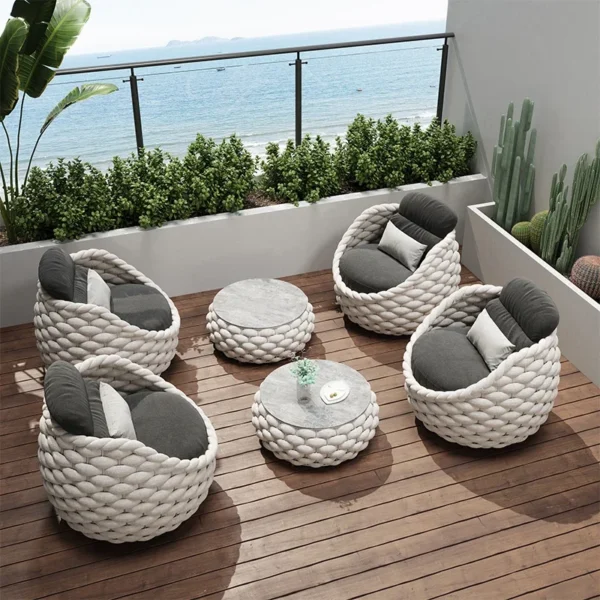 Fulin Modern luxury design aluminum outdoor furniture set outdoor lounge furniture, wicker outdoor furniture - Image 5