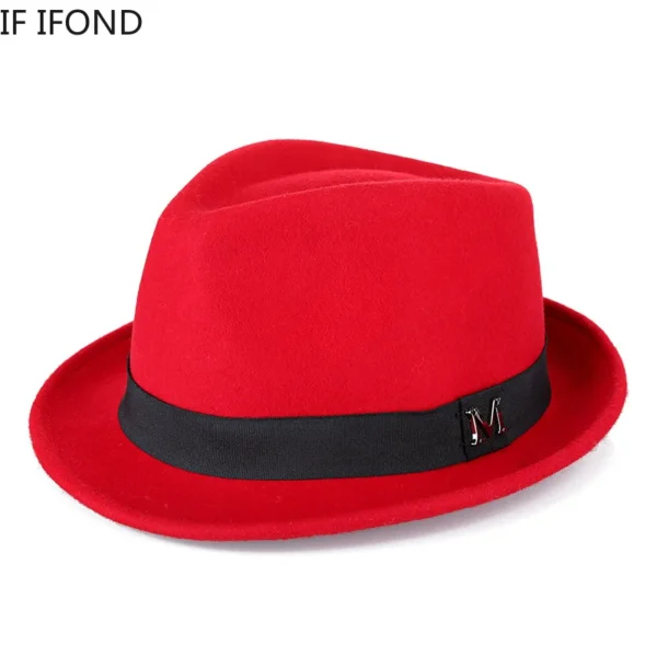 Men Winter Thick Warm Felt Fedora Hats Wool Gentleman Jazz Cap Homburg Male Classical Narrow Brim Top Hat - Image 3