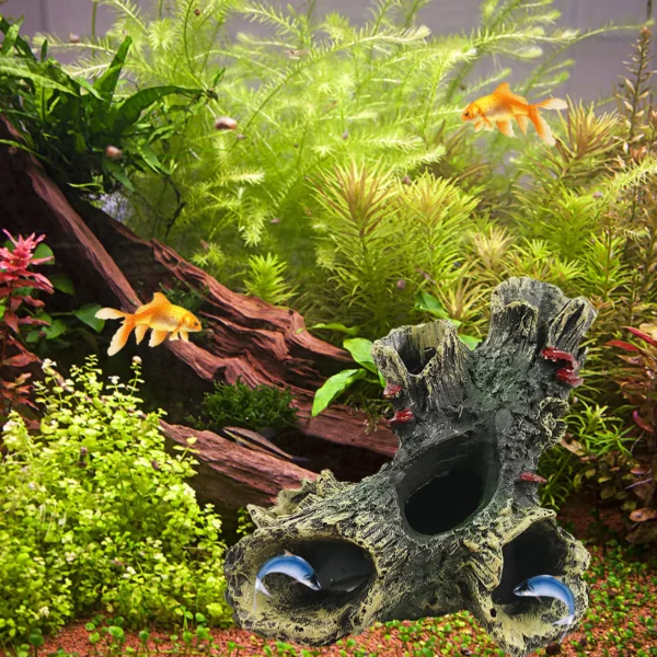 Fish Tank Escape Hole Multifunction Resin Fish Hiding Cave Non-toxic Aquarium Dead Wood Decoration for Fish Tank Decor - Image 3