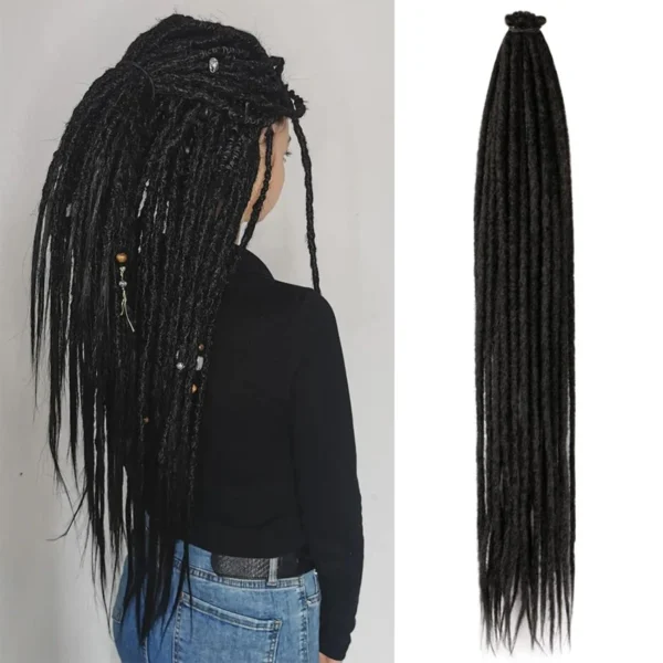 24 Inch Synthetic Dreadlock Hair Extensions 10 Root/Lot Hippie Single Ended Dreads Loc Extensions Reggae Style Crochet Hair - Image 2