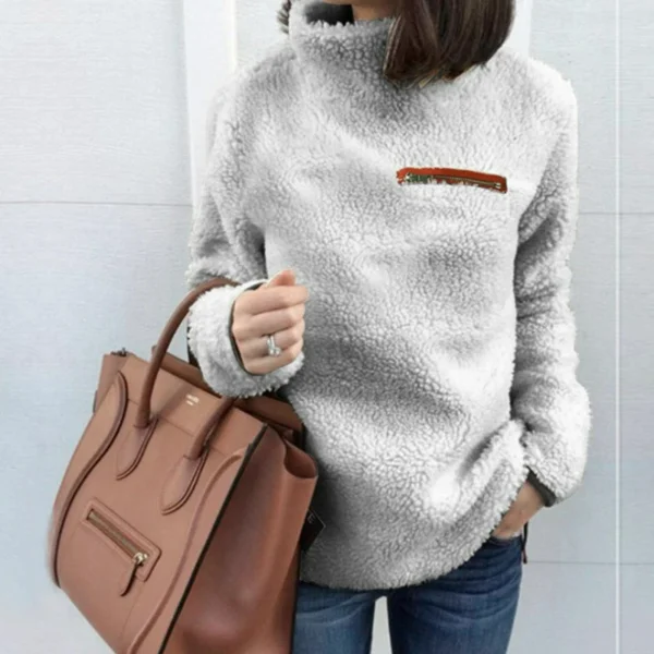 Winter Super Soft and Comfortable Solid Color Turtleneck Pullover Women's Sweater Fashion Zipper Sexy Top Ladies Hipster Clothes - Image 6