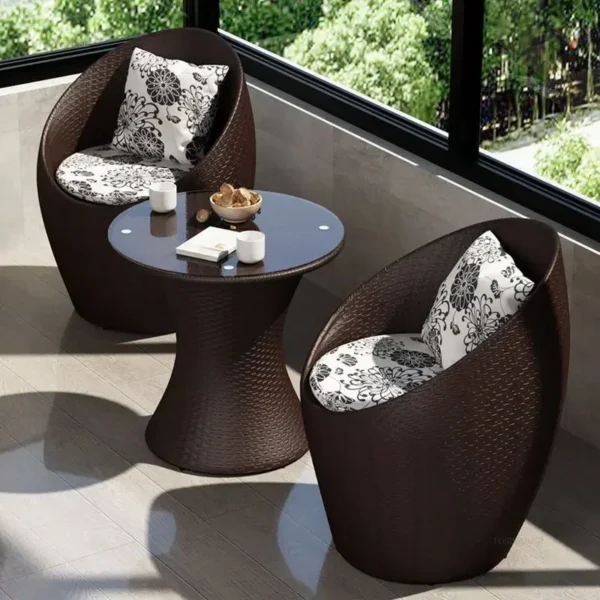 Outdoor Garden Furniture Set PE Rattan Chair Three-piece Set Balcony Small Table and Chair Leisure Courtyard Outdoor Furniture Z