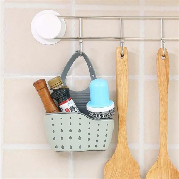 Sink Draining Hanging Basket Adjustable Kitchen Accessories Rubber Sink Bag Soap Sponge Shelf Faucet Holder for Bathroom 1PC - Image 4