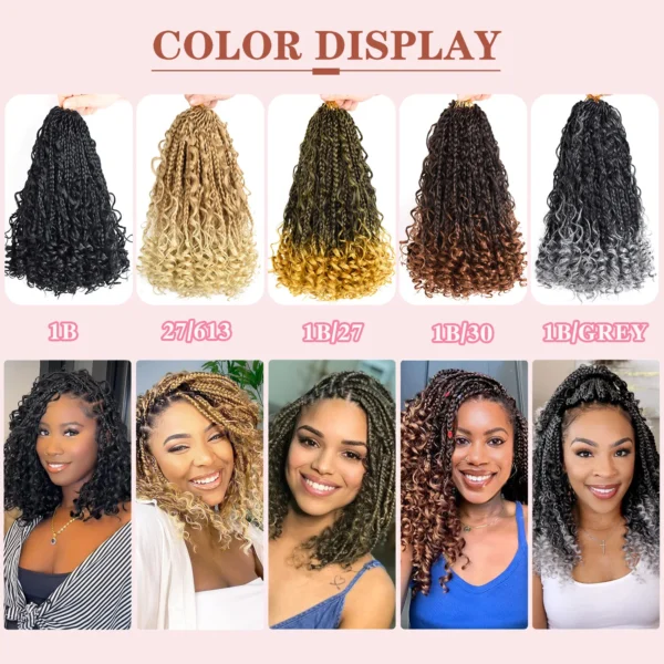 10 Inch Goddess Box Braids Crochet Hair 1Pack/Lot Synthetic Boho Crochet Box Braids With Curl Ends Box Braids Hair Extensions - Image 4