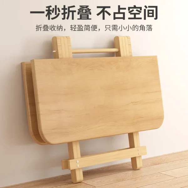 Solid Wood Dining Table Foldable Household Small Apartment Eating Rectangular Foldable Square Table Simple Small Table - Image 2