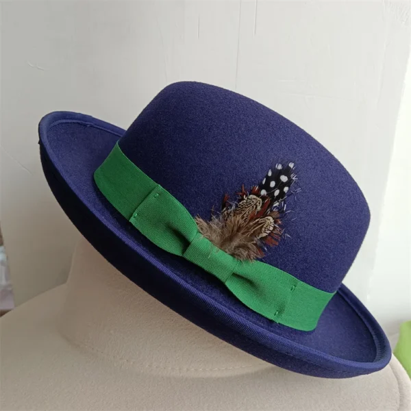 the Derby Hat bowler hat  Fedora for Women and Men Party Hat Men Hat for Winter Elastic Band Felt Hat Jazz Church Hat Wholesale - Image 5