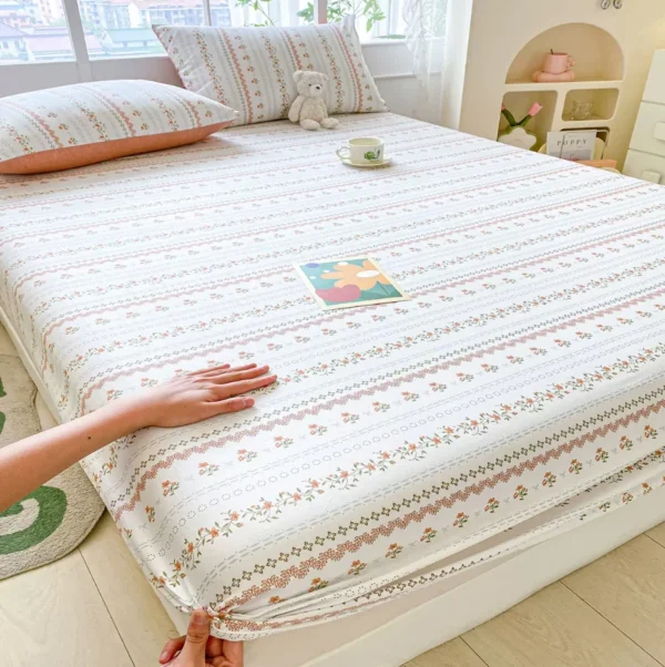 100% Cotton Elastic Bed Sheets Sets Double Bed Flower Pring Fitted Sheet +2pc Pillowcases Single Queen King Size Bed Cover B99G - Image 6