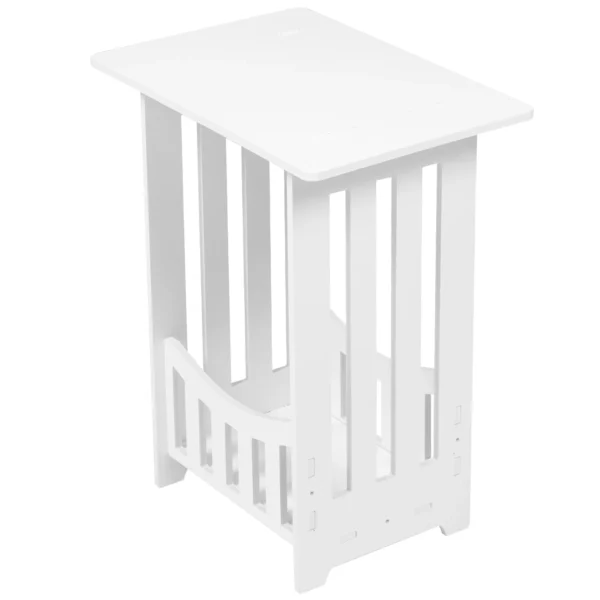 White End Table 2 Tier Boho Side Table Narrow Nightstand Storage Shelf Bedside Table Display Rack Small Spaces Bedroom Living - Image 2