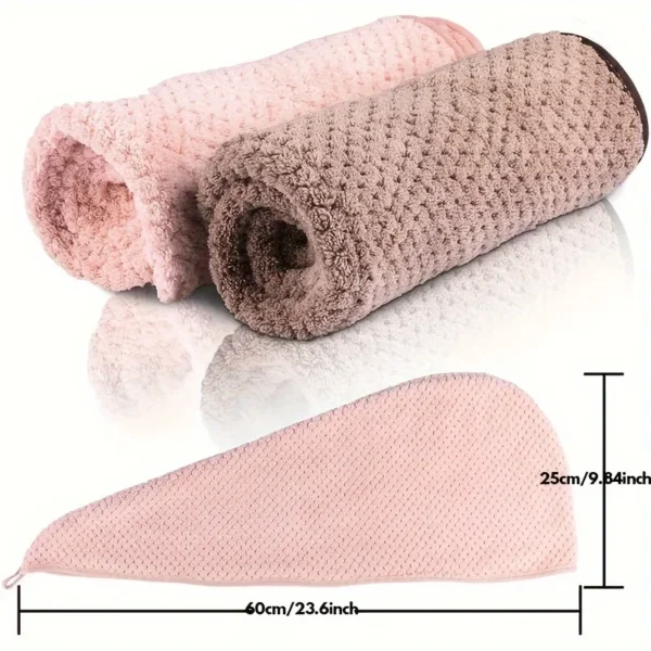 Hair Dry Turban Towel Wraps Solid Color Dry Hair Cap Quick Drying Towel Unisex Soft Bath Head Wraps - Image 2