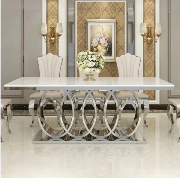 Stainless Steel Dinning Table Set Marble Tops Modern Furniture New Design Fancy Luxury Marb for All Occasions - Image 3