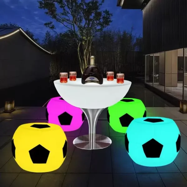 Creative Football LED Luminous Round Coffee Table Waterproof Bar Tables Outdoor Plastic Bench Commercial Furniture Supply - Image 2