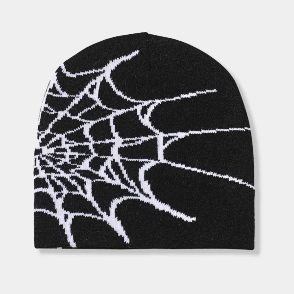 Unisex Spider Web Hip Hop Knit Beanie Men's Y2K Stretch Warm Hat Women's Fashion Cap Out door Sun Protection - Image 4