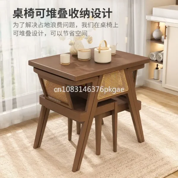 Solid Wood Balcony Small Table and Chairs Creative Leisure Living Room Dining Table and Chair Combination Furniture - Image 2