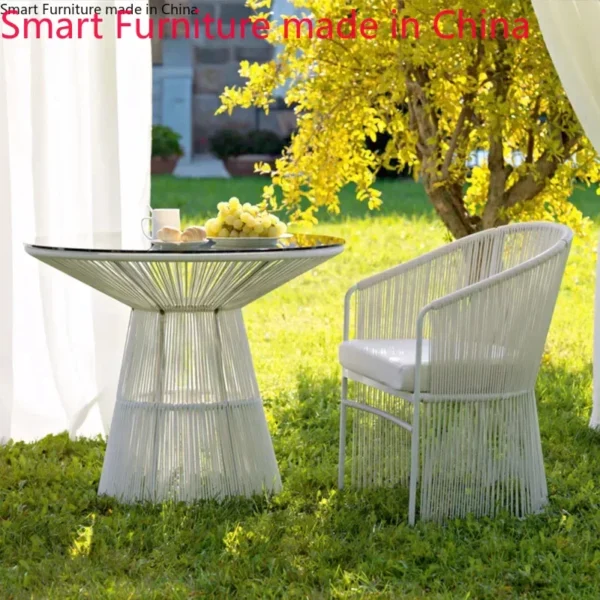 Outdoor table and chair courtyard rattan chair balcony tea table combination outdoor small table and chair three-piece set - Image 4