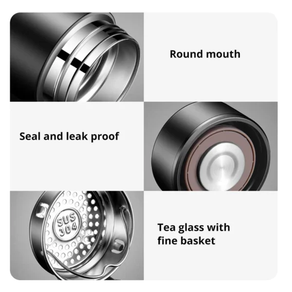 1pc 500ml Black Stainless Steel Creative Smart Thermos BottleTemperature Display Thermal Mug Male Female Portable Business Gift - Image 5