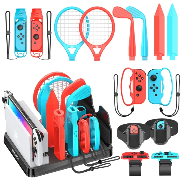 All In One for Switch/Switch OLED Sports Game Accessories Kit for Switch Set Storage Stand for Nintendo Switch