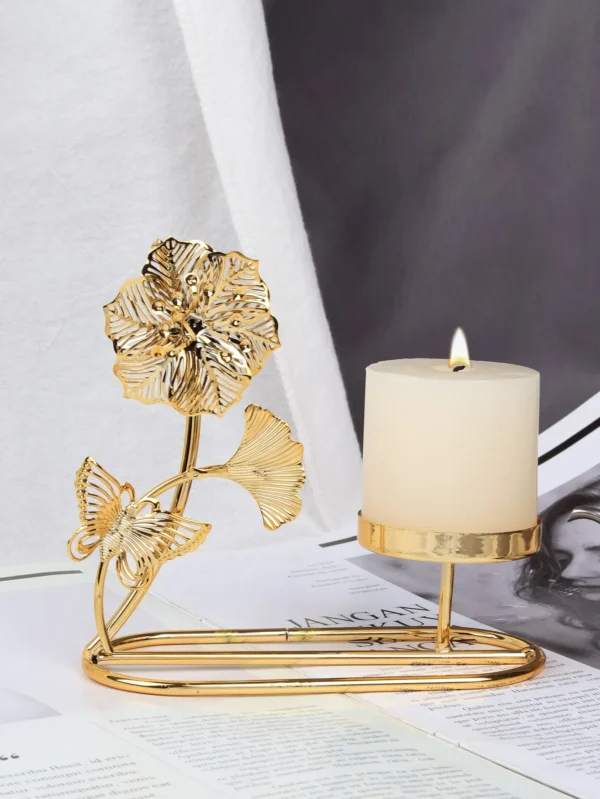 1pc Nordic Gold Ginkgo Leaf Romantic Candle Dinner Table Decoration Candlestick Decorations Home Decoration Electroplating - Image 4