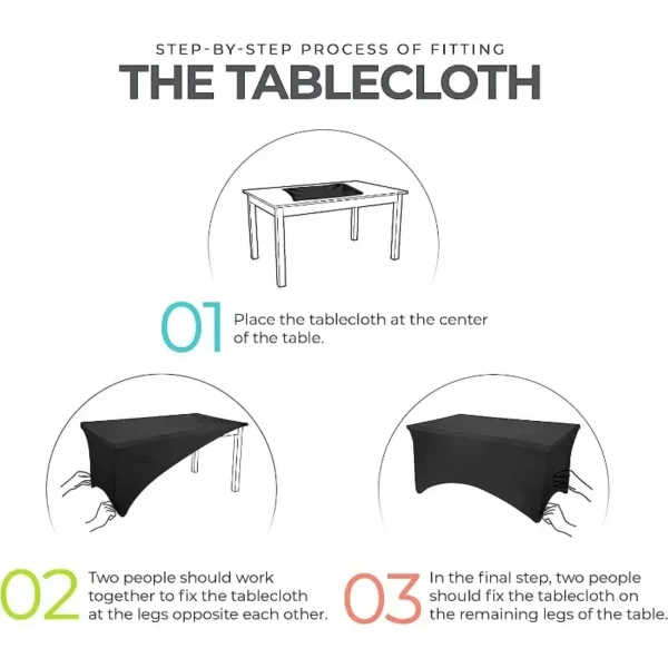 6FT Stretch Table Cover Elastic Stretchable Rectangular Folding Tablecloths for Home Parties Outdoors Table Protector - Image 5