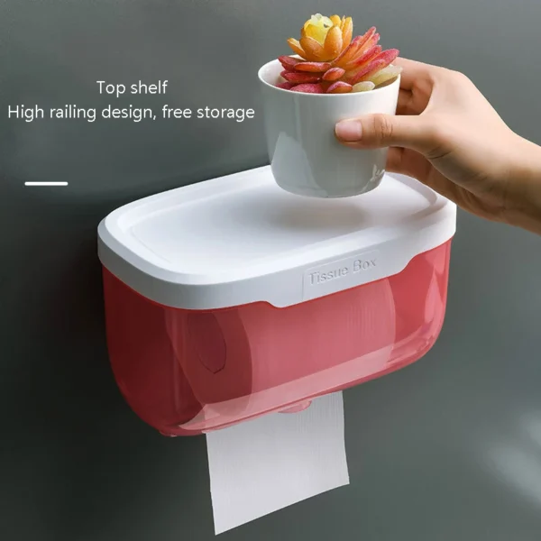 Punch-free Toilet Paper Holder Box Waterproof Storage Toilet Paper Storage Rack Paper Towel Kitchen Bathroom Storage Box - Image 4