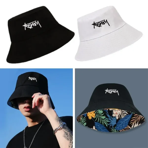 Men Women Summer Basin Cap Hip Hop Hat Double-sided Bucket Hat Graffiti Fishing Fisherman Hat Pattern Packable Sun Protection - Image 5