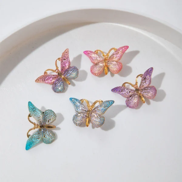 5PCS Sweet Macarons Gradient Color Cute Butterfly Kids Hairpins Children Headwear Princess Barrette Girls Hair Accessories - Image 3