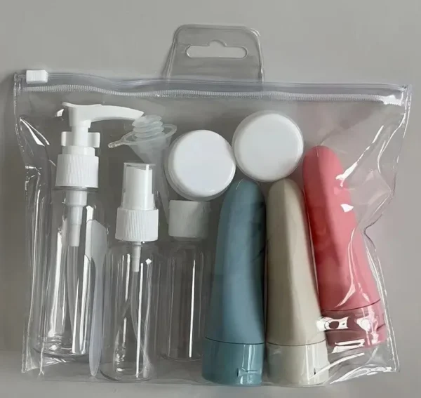 11pcs Travel Bottles Set With Storage Bag Travel Size Empty Liquid Cream Lotion Containers Fine Mist Spray Bottle Squeeze Tubes - Image 2