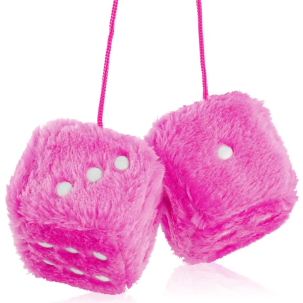 Fuzzy Dice for Car Mirror Pair of 2.7?? Retro Square Fuzzy Plush Dice with Dots for Hanging Car Accessories Interior Fluffy - Image 6