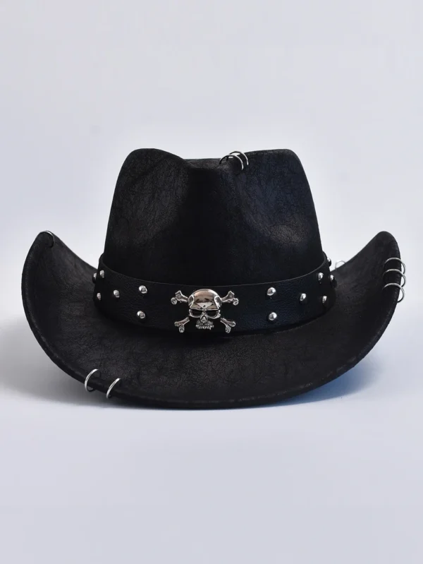 Faux Leather Vintage Western Cowboy Hat For Men Gentleman Jazz Hats Panama Cowgirl Hat Sombrero Hombre - Image 2