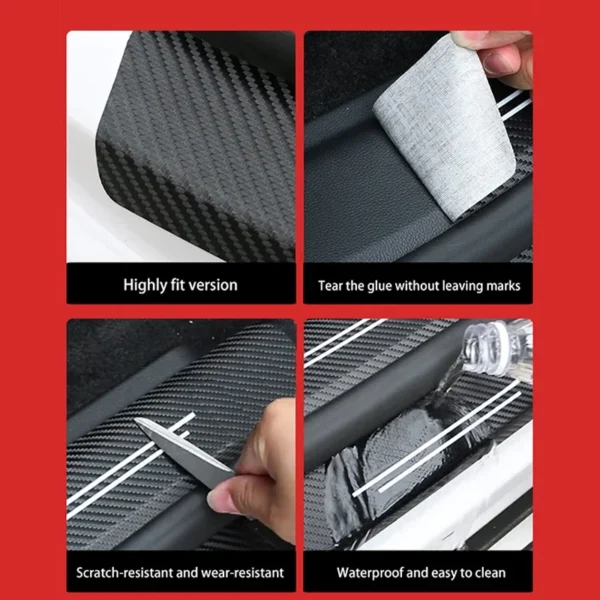 New Universal Imitation Carbon Fiber Leather Car Door Sill Protection Strip Tough And Durable Decorative Car Sticker Accessories - Image 6