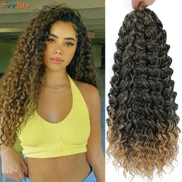 1- 6 Packs Ombre GoGo Curl Crochet Hair 14 18 Inches Go Go Curl Crochet Braids Synthetic Water Wave Deep Afro Twist Crochet Hair - Image 3