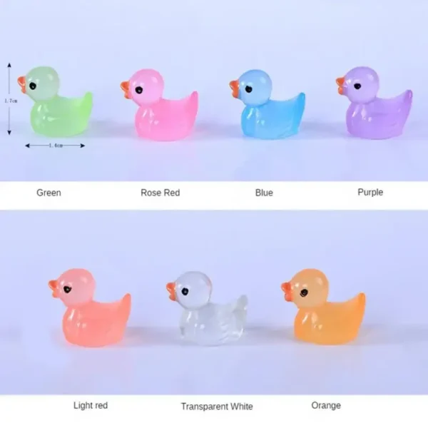 100PCS Luminous Mini Ducks Moss Microlandscape Miniature Duck Figurines Fairy Garden Accessories Home Decor Glow in The Dark - Image 6