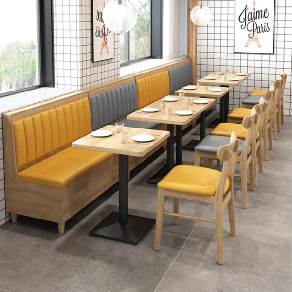 New Design Restaurant Furniture Sets Chair Tables Restaurant Booths Variety of Colors Restaurant Wood Modern Panel PU Leather - Image 2