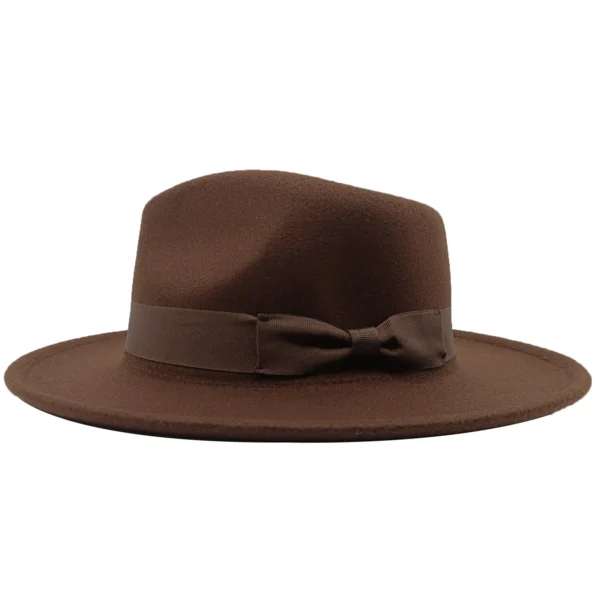 INDIANA JHONES Coffee Fedoras Hats  Men's VintageFelt Wide Brim Bucket Hats Man For Men Women Fedora Swanowing - Image 4