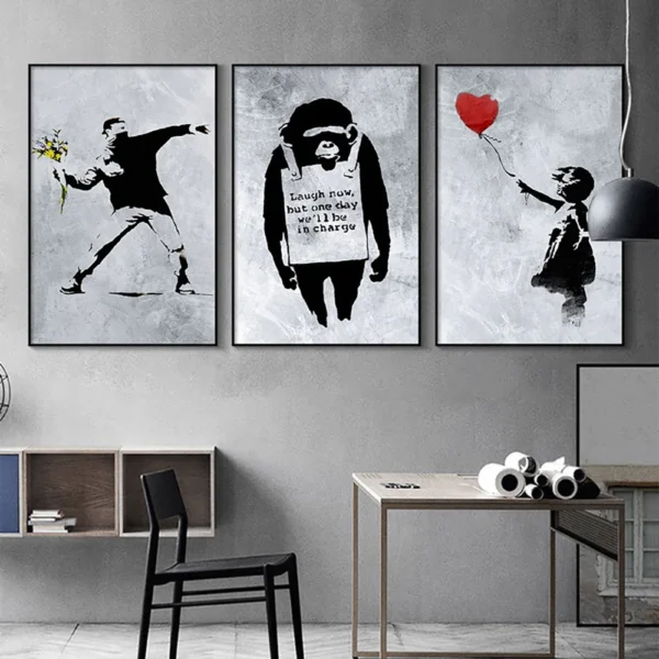 Banksy Street Graffiti Decorative Canvas Painting Girl with Balloon Art Poster Abstract Figure Mural Room Wall Decoration Prints