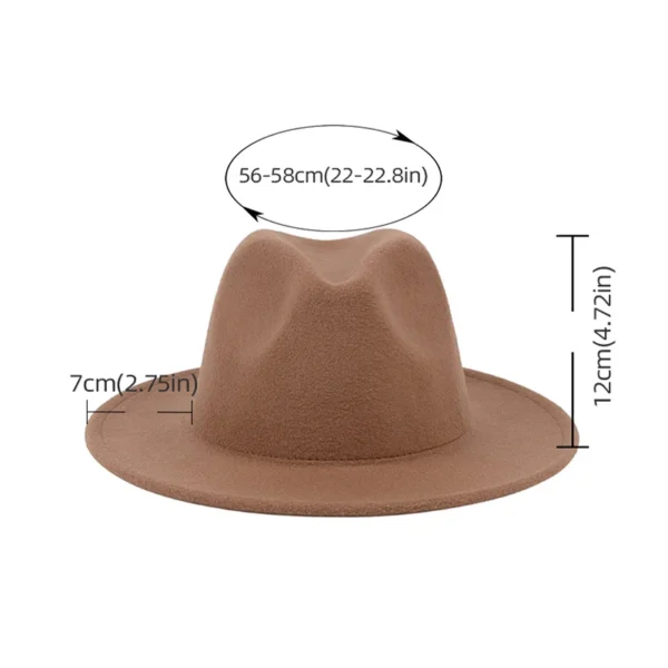 Fedora Hat For Men Women Solid Color Imitation Woolen Jazz Caps Elegant Female British Retro Wide Brim Cap Church Wedding Bowler - Image 6