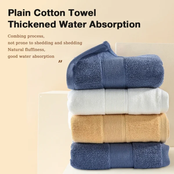 Two Sets Of Thickened Pure Cotton Household Towels That Absorb Water And Do Not Shed Hair Plain Color Face Washing Towels - Image 2