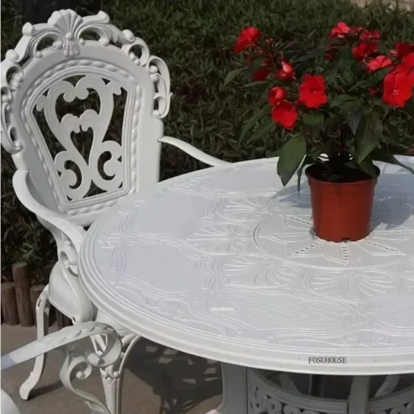 French Aluminum Garden Furniture Sets Outdoor Courtyard Garden Balcony Table Chair Set Cafe Dining Table Chairs Set For Garden - Image 3