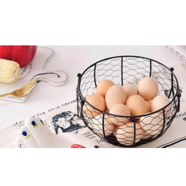 High quality Kitchen Storage Metal Wire Egg Basket Farm Chicken Cover Egg Holder Organizer Storage basket - Image 3