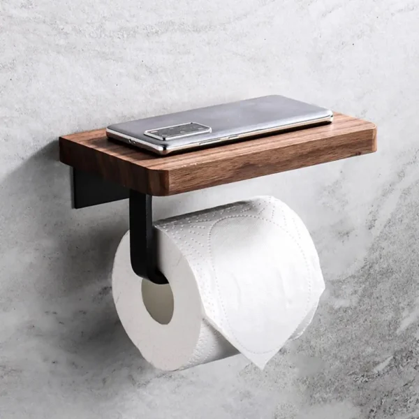 Wooden Tissue Rack Dual Space-saving Durable Hotel Toilet Roll Paper Tissue Holder Bathroom Gadget Accessories - Image 3