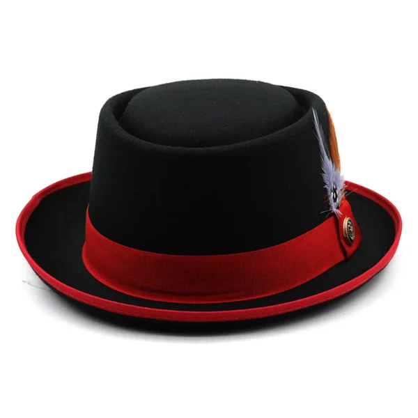 Pork Pie Hat Billycock Felt Small Brim Bowler Hat Men's Fashion British Style Hip Hop Fedora Hat Women Party Sombrero Caps - Image 3