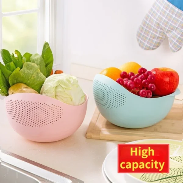 Rice Sieve Plastic Colander Washing Filter Strainer Basket Kitchen Tools Food Beans Vegetable Fruit Bowl Drainer Cleaning Basket - Image 3