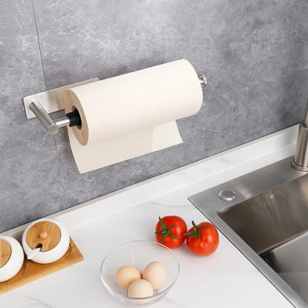 Paper Roll Holder Wall Mounted Kitchen Organizer Stainless Steel Cling Film Holder Installation Tool Included - Image 5