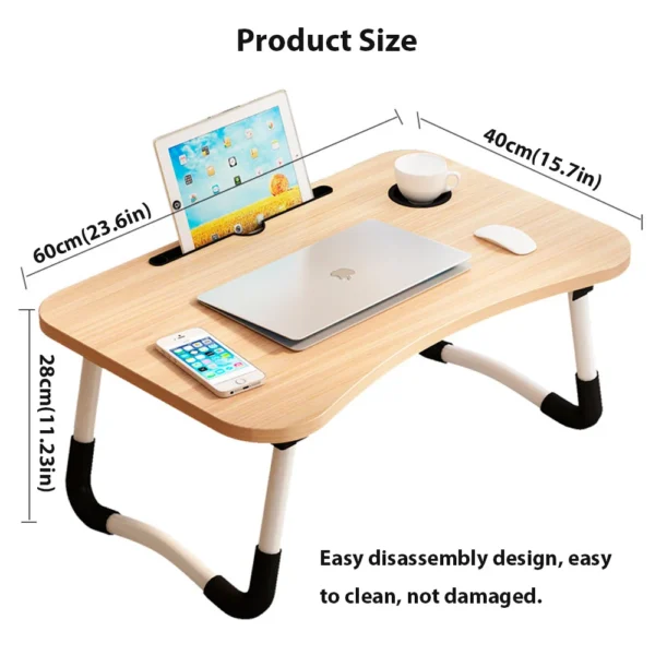 Folding Laptop Desk for Bed Sofa Laptop Bed Tray Table Desk Portable Lap Desk With tablet slot and cup holder Table support - Image 5