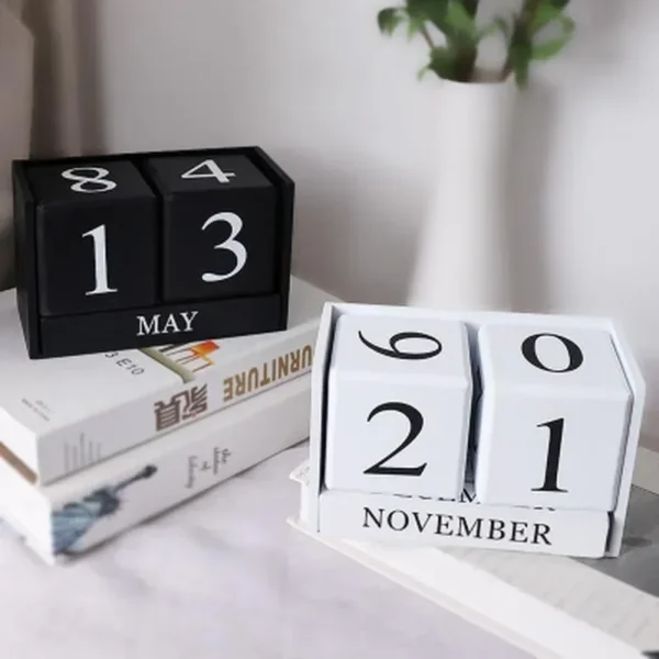 1Pcs Cute Vintage Desktop Wooden Letters Calendar Cube Block Home Decoration Accessories Prop Letter Wooden Calendar - Image 6