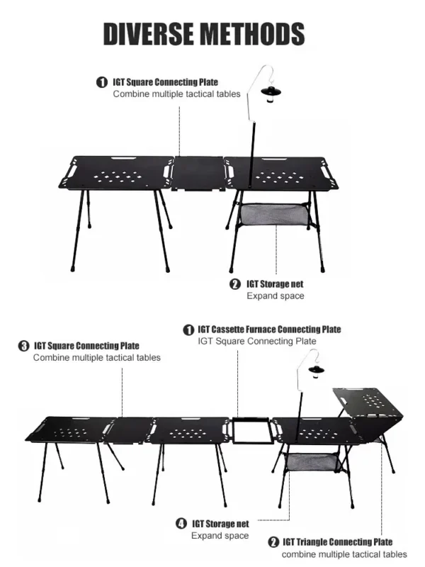 WESTTUNE Camping IGT Tactical Table with Accessories Lightweight Multifunctional Folding Aluminum Alloy Outdoor Table Adjustable - Image 3