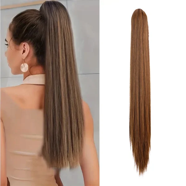 WIGSIN 24Inch Syntheitc Claw Clip On Long Straight Ponytail Hair Extension Black Brown Blonde for Women