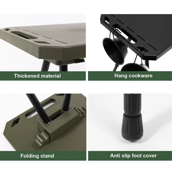 Folding Table for Camping Height Adjustable Outdoor Portable Lightweight with Carry Bag Two-Sides Hanging Cookware Hiking Picnic - Image 4