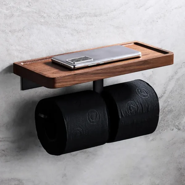 Wooden Tissue Rack Dual Space-saving Durable Hotel Toilet Roll Paper Tissue Holder Bathroom Gadget Accessories - Image 5